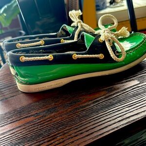 Bright green Sperry Top-Sider